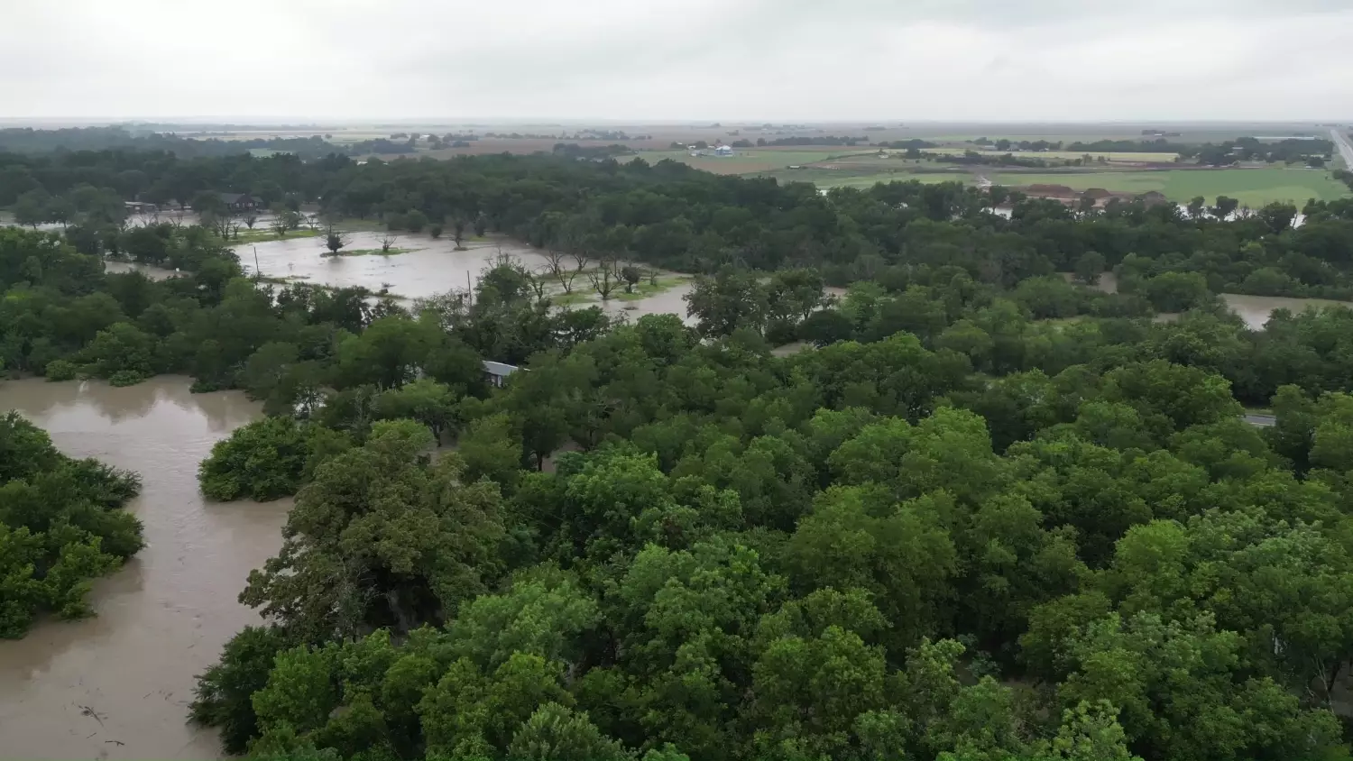 Aerial footage of high water